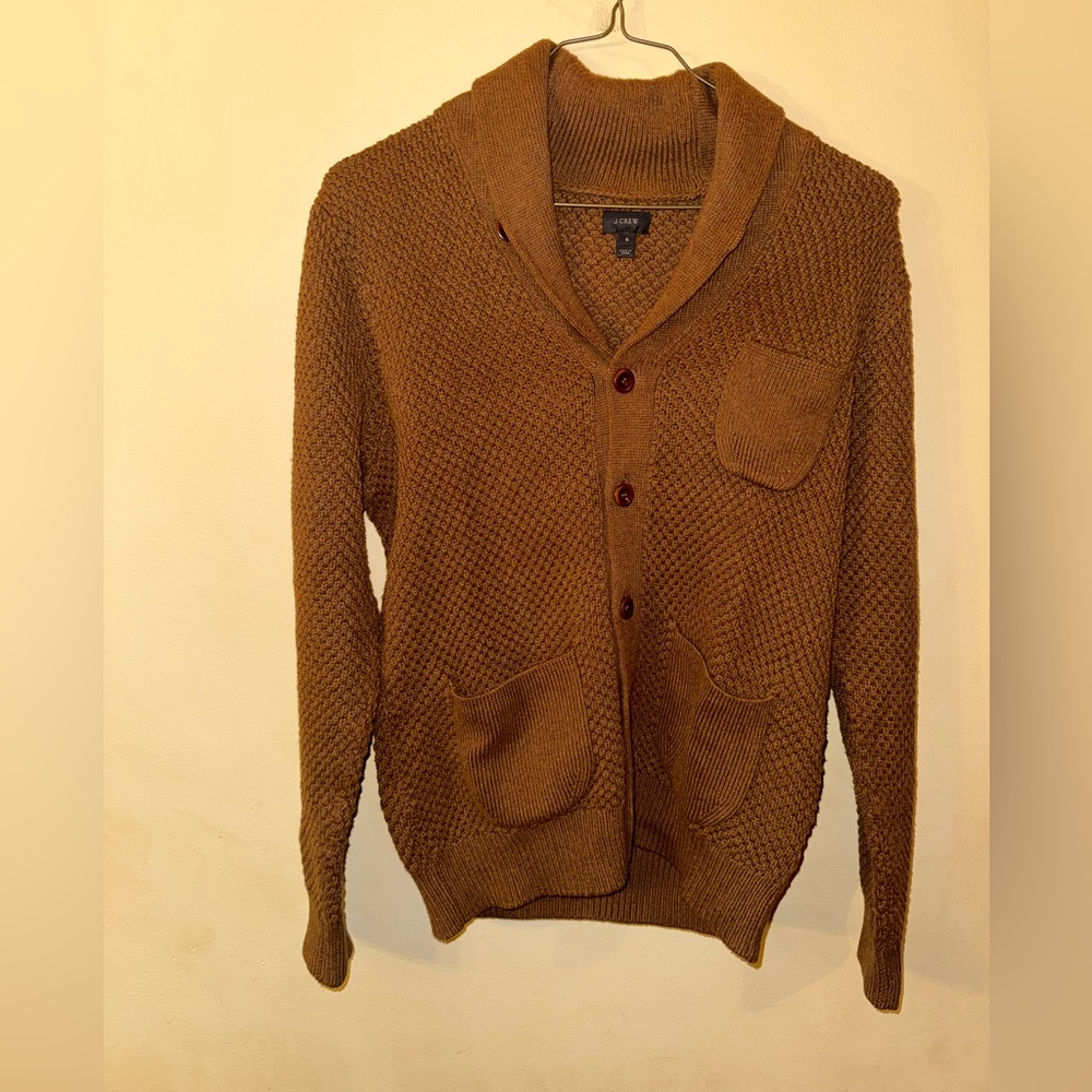 J Crew Men’s Shawl Cotton Cardigan, Small